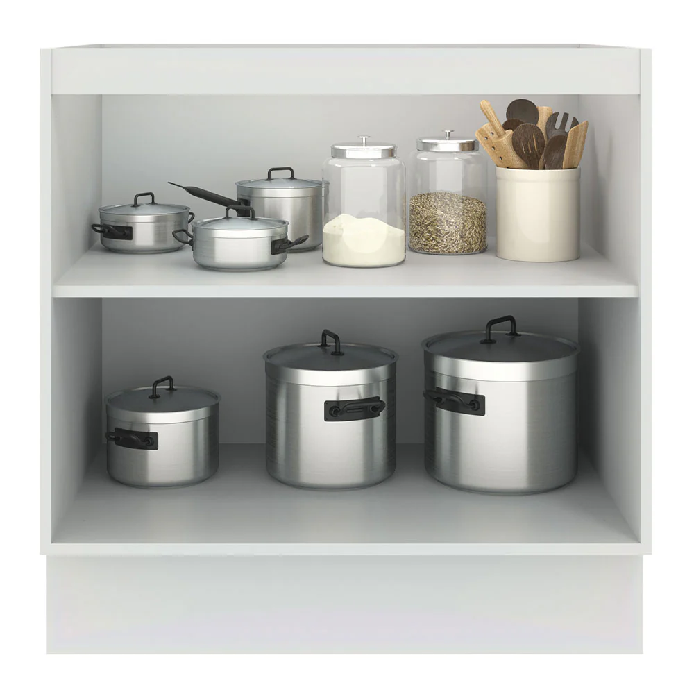 Balcão de Cozinha Madesa Agata 80 x 60 cm 2 Portas (Sem Tampo) Branco/Cinza - Image 3