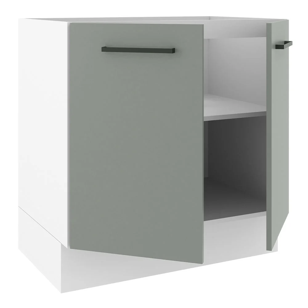 Balcão de Cozinha Madesa Agata 80 x 60 cm 2 Portas (Sem Tampo) Branco/Cinza - Image 4