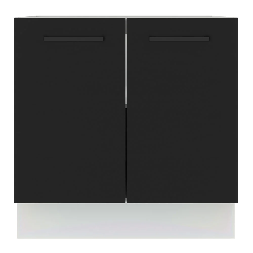 Balcão de Cozinha Madesa Agata 80 x 60 cm 2 Portas (Sem Tampo) Branco/Preto - Image 10