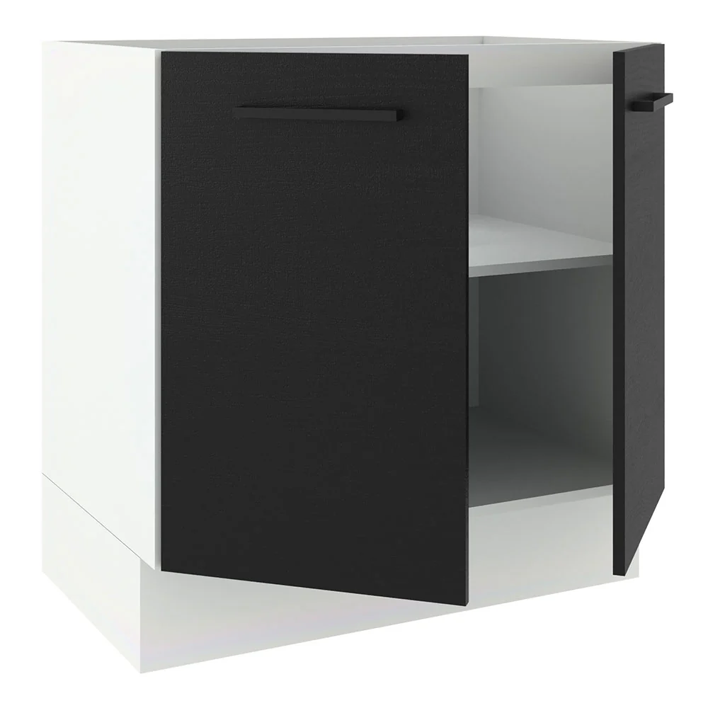 Balcão de Cozinha Madesa Agata 80 x 60 cm 2 Portas (Sem Tampo) Branco/Preto - Image 4