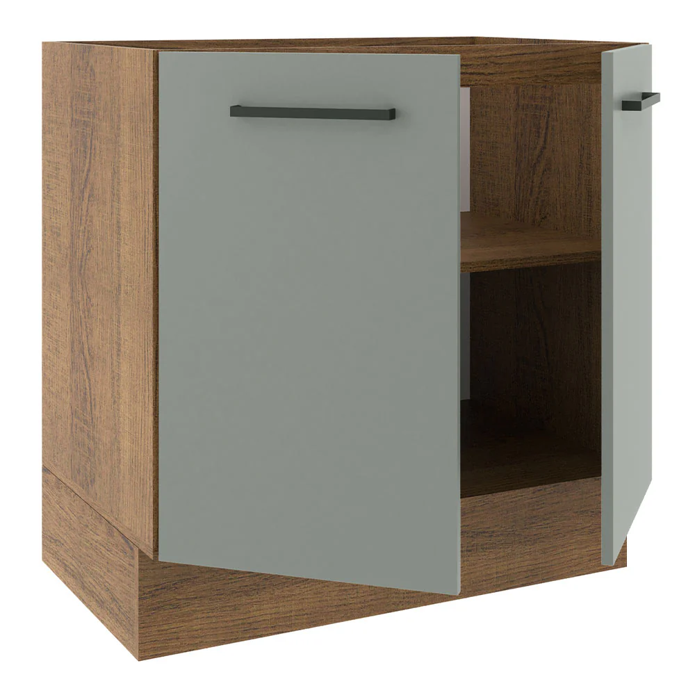 Balcão de Cozinha Madesa Agata 80 x 60 cm 2 Portas (Sem Tampo) Rustic/Cinza - Image 4