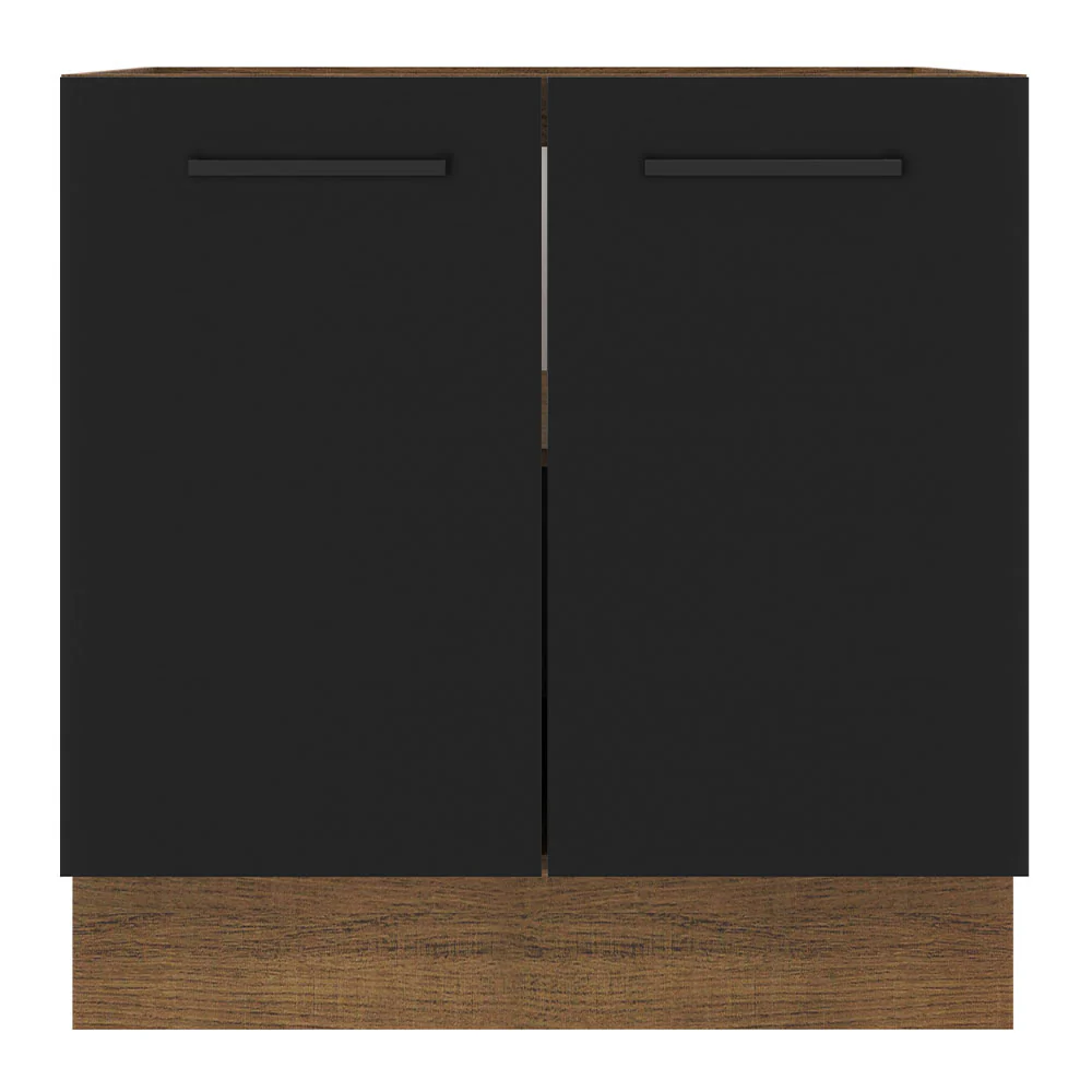 Balcão de Cozinha Madesa Agata 80 x 60 cm 2 Portas (Sem Tampo) Rustic/Preto - Image 10
