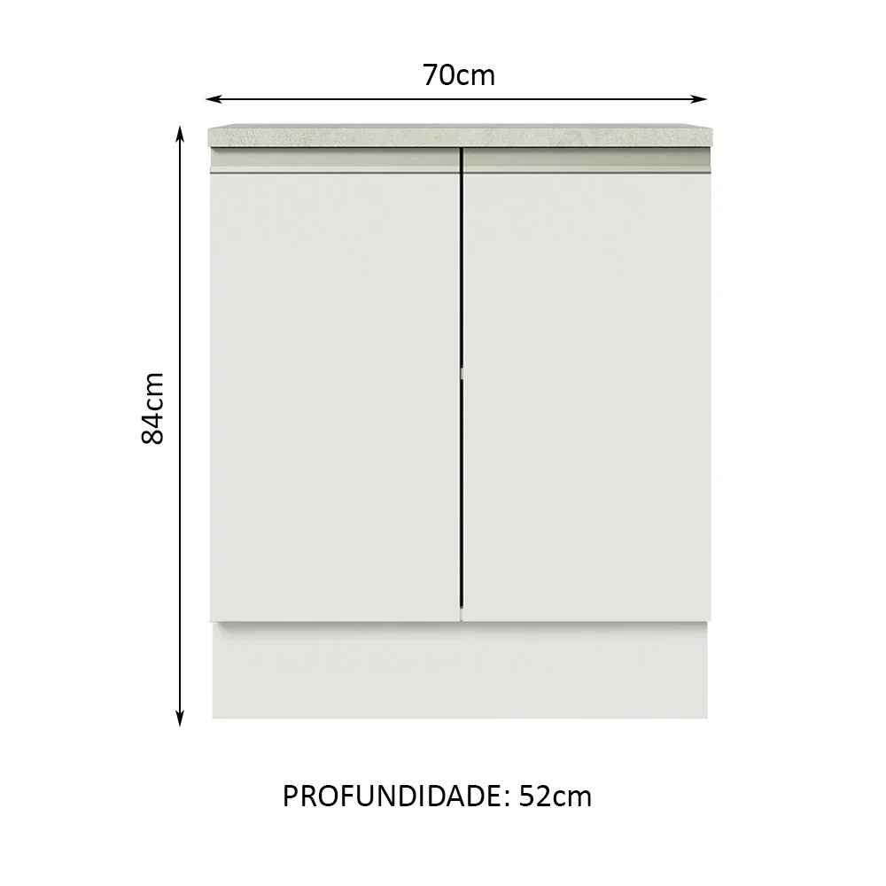 Balcão de Cozinha Madesa Glamy 70 cm 2 Portas Branco - Image 2