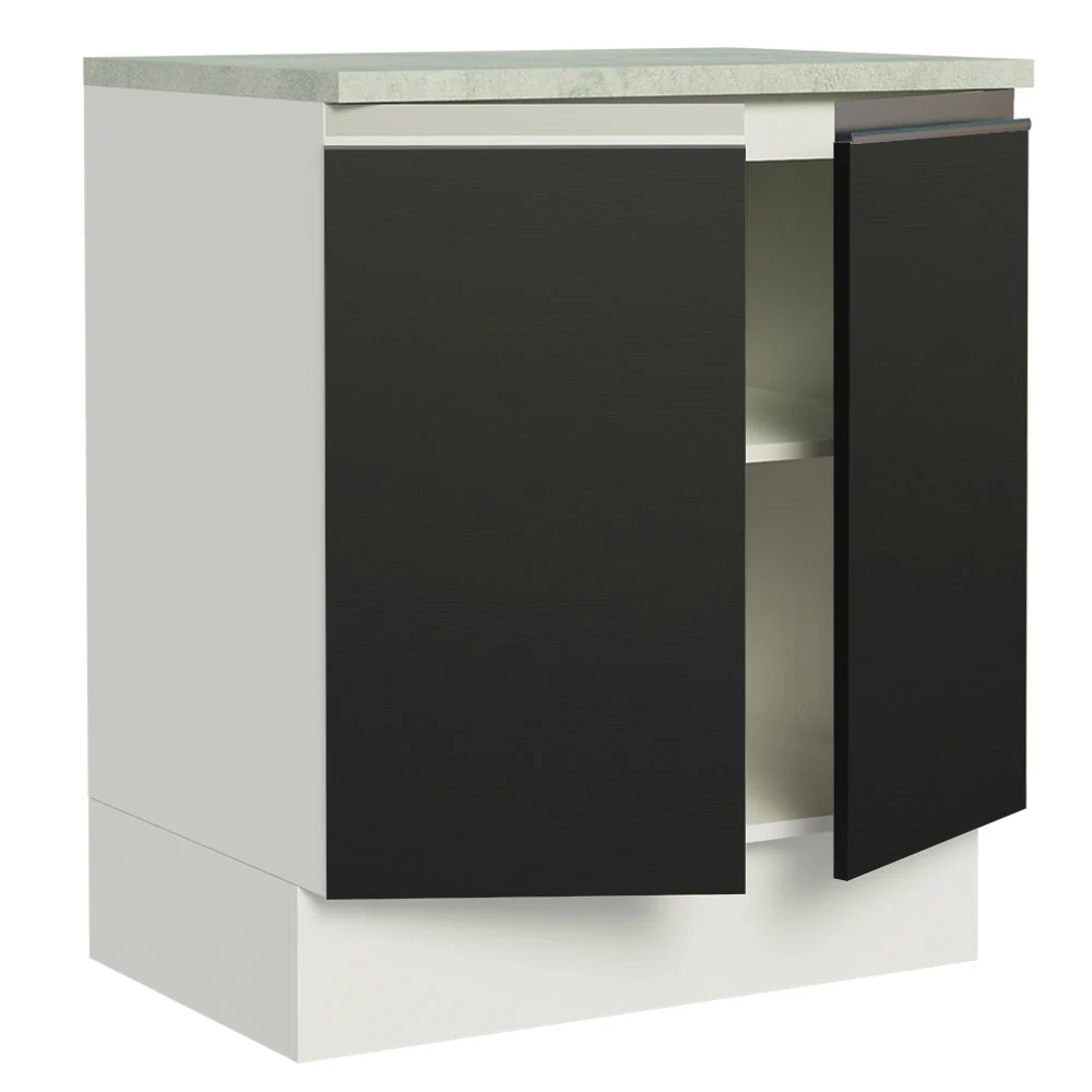 Balcão de Cozinha Madesa Glamy 70 cm 2 Portas Branco/Preto - Image 3