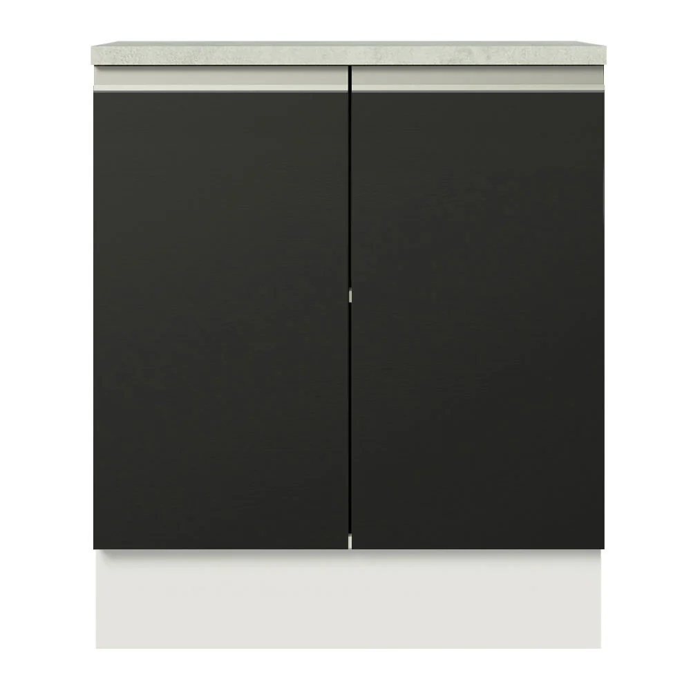 Balcão de Cozinha Madesa Glamy 70 cm 2 Portas Branco/Preto - Image 9
