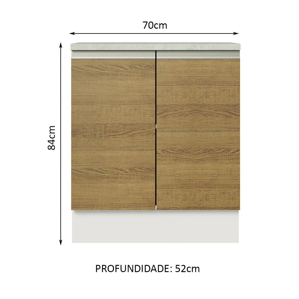 Balcão de Cozinha Madesa Glamy 70 cm 2 Portas Branco/Rustic - Image 2