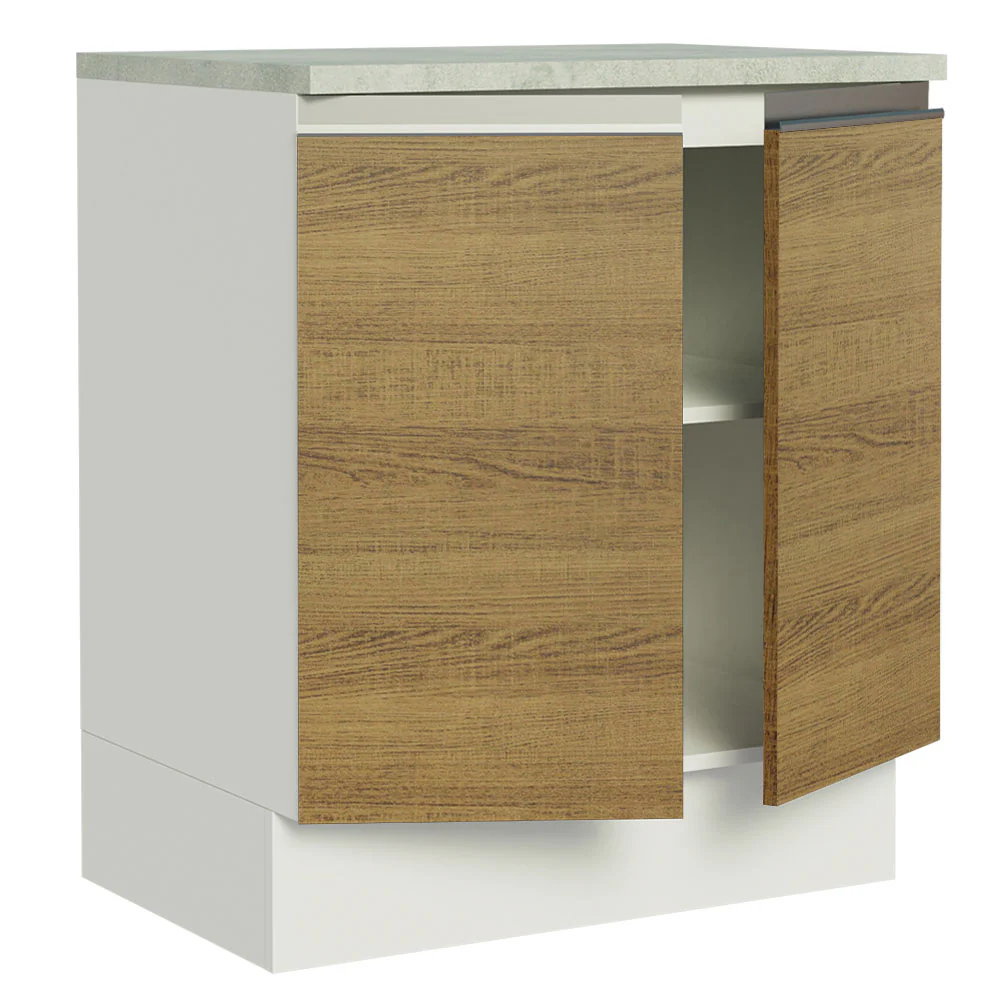 Balcão de Cozinha Madesa Glamy 70 cm 2 Portas Branco/Rustic - Image 3