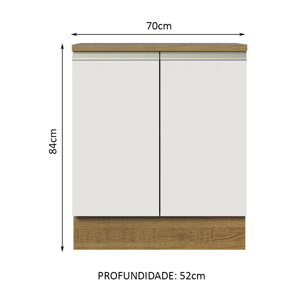 Balcão de Cozinha Madesa Glamy 70 cm 2 Portas Rustic/Branco - Image 2