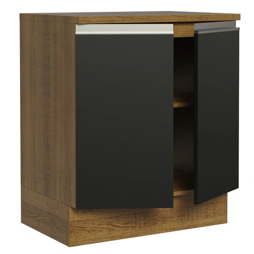 Balcão de Cozinha Madesa Glamy 70 cm 2 Portas Rustic/Preto - Image 3