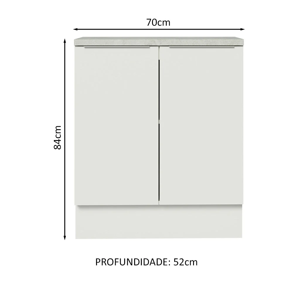 Balcão de Cozinha Madesa Stella 70 cm 2 Portas Branco - Image 2