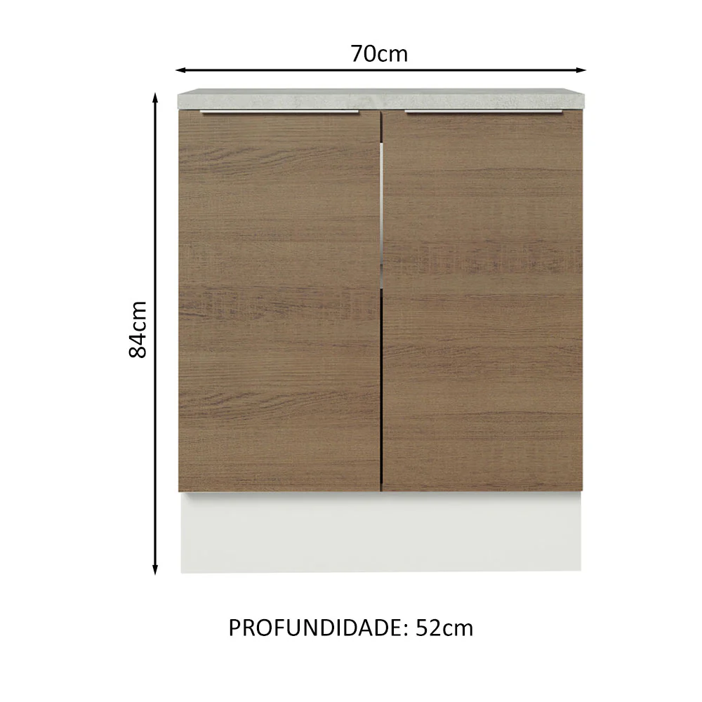 Balcão de Cozinha Madesa Stella 70 cm 2 Portas Branco/Rustic - Image 2