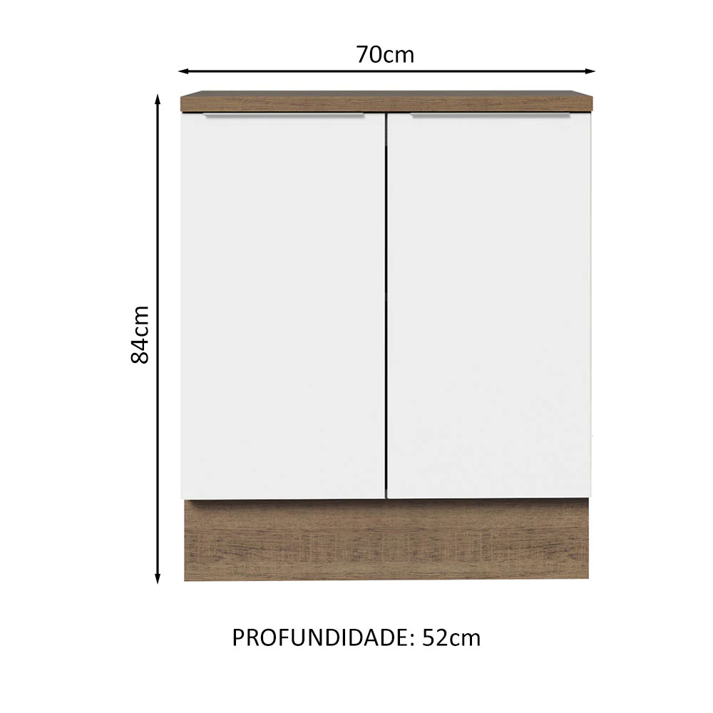Balcão de Cozinha Madesa Stella 70 cm 2 Portas Rustic/Branco - Image 2