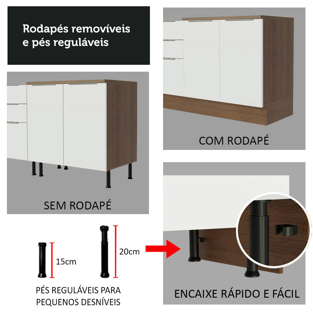 Balcão de Cozinha Madesa Stella 70 cm 2 Portas Rustic/Branco - Image 6
