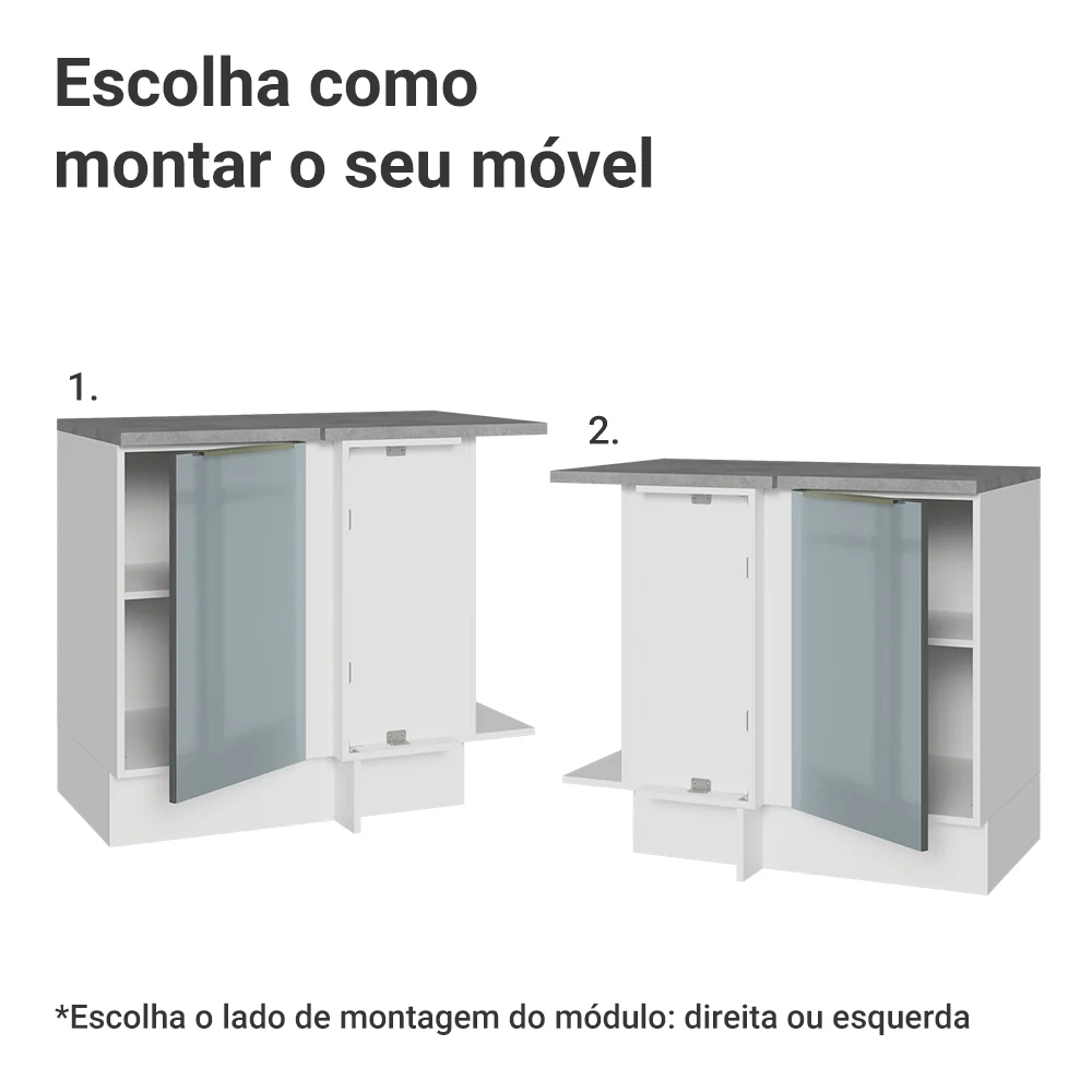 Balcão de Canto 1 Porta Branco/Cinza Lux Madesa - Image 4