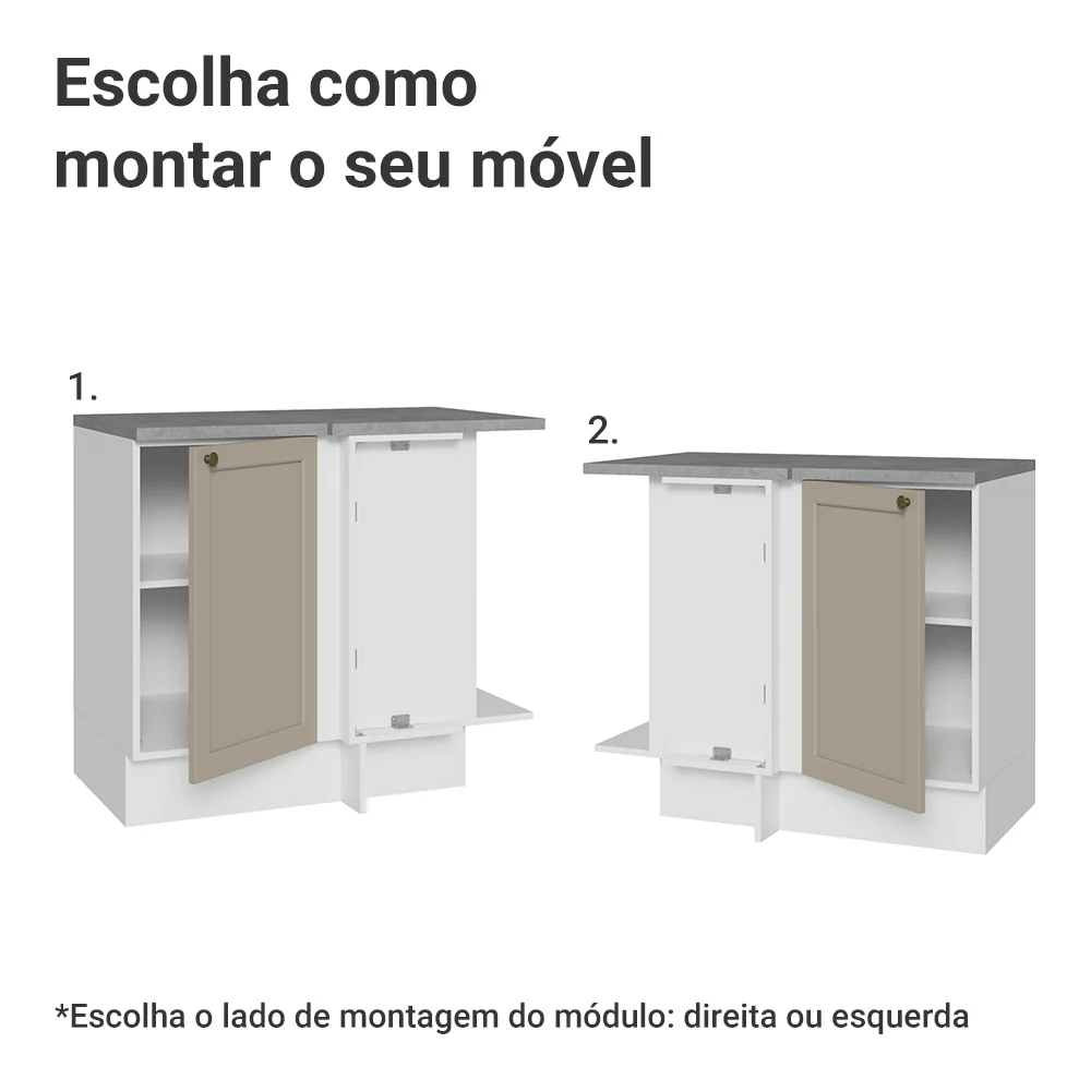 Balcão de Canto 1 Porta Branco/Crema Vik Madesa - Image 4