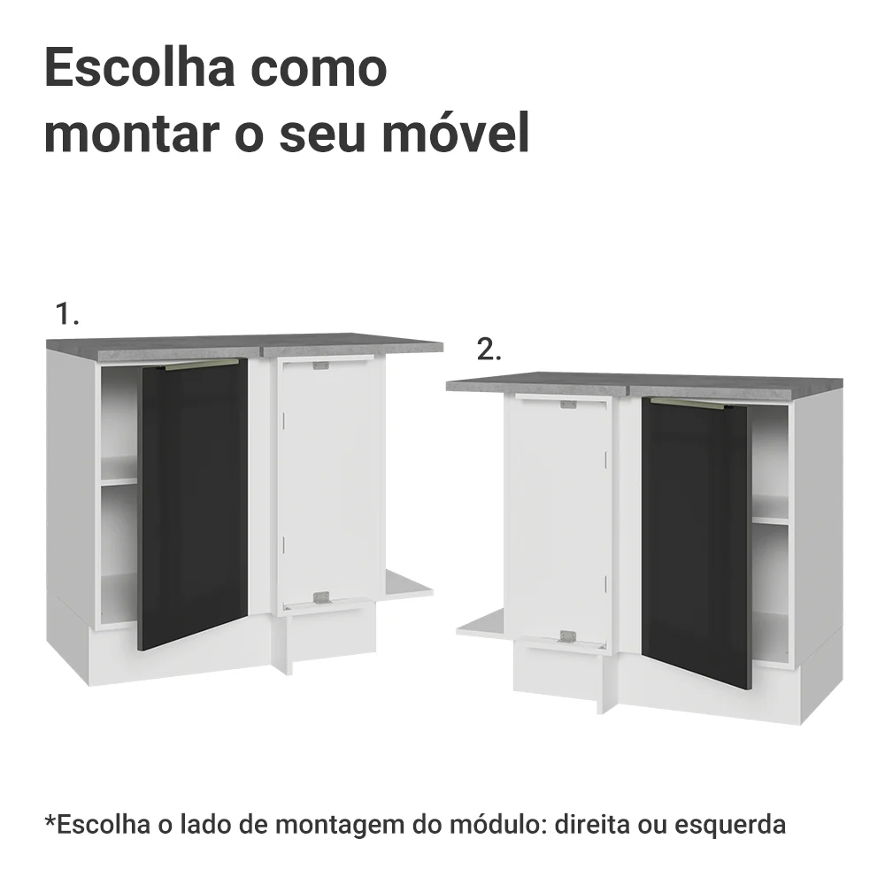 Balcão de Canto 1 Porta Branco/Preto Lux Madesa - Image 4