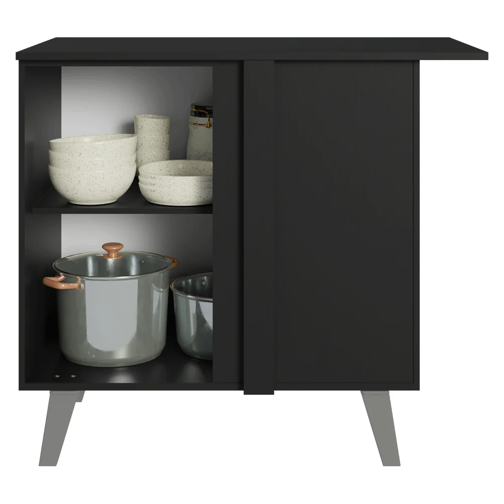Balcão de Canto 1 Porta Com Pés Preto Nice Madesa - Image 11