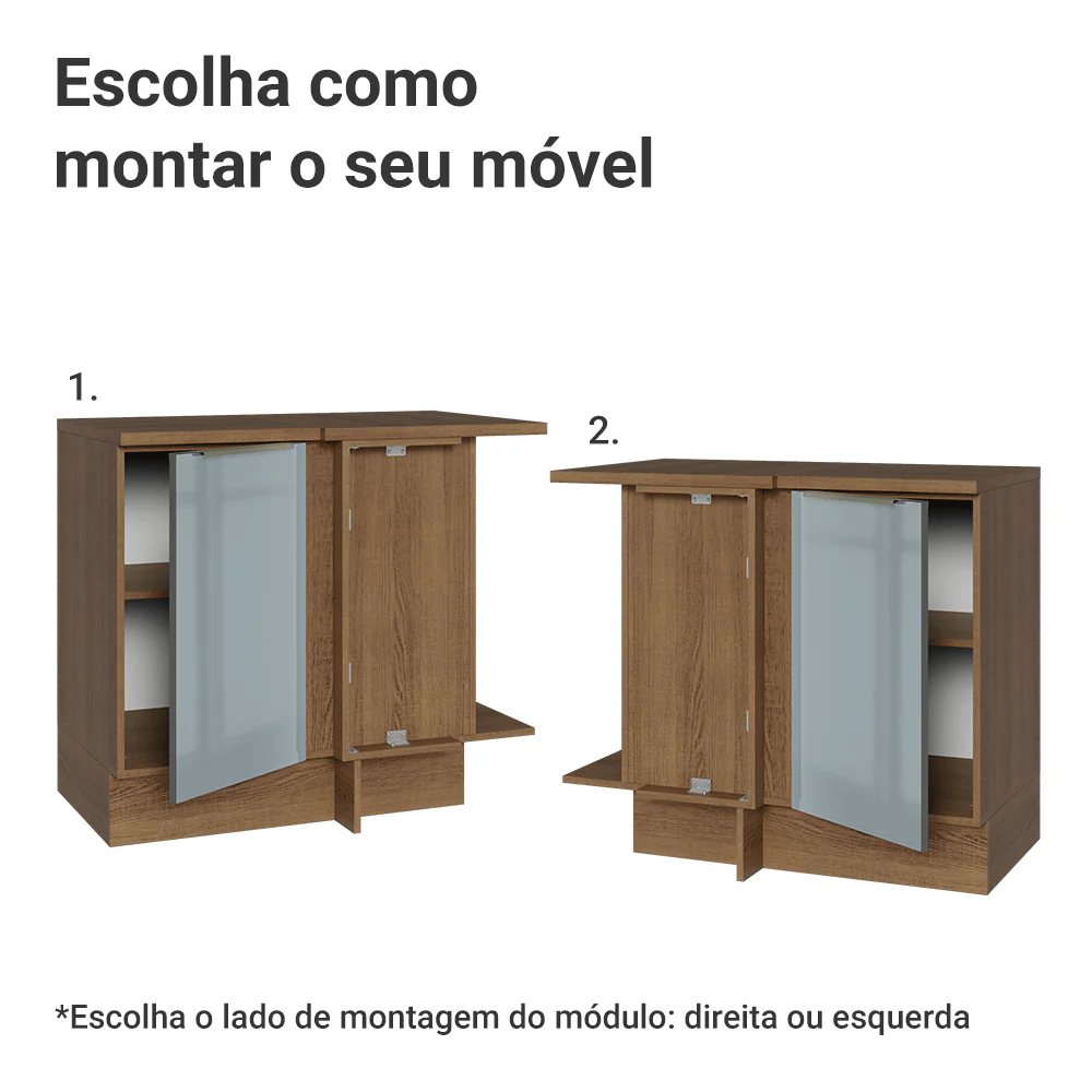 Balcão de Canto 1 Porta Rustic/Cinza Lux Madesa - Image 4