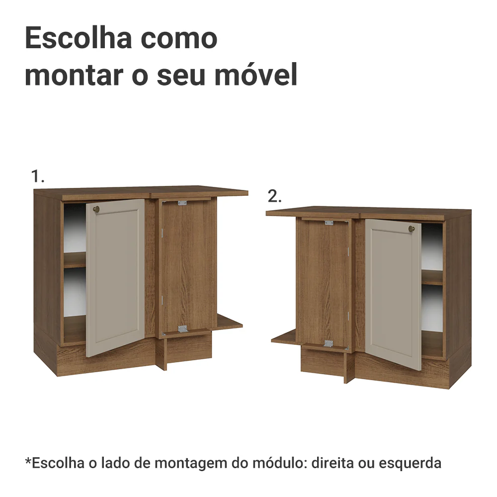 Balcão de Canto 1 Porta Rustic/Crema Vik Madesa - Image 4