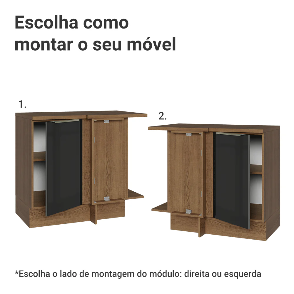 Balcão de Canto 1 Porta Rustic/Preto Lux Madesa - Image 4