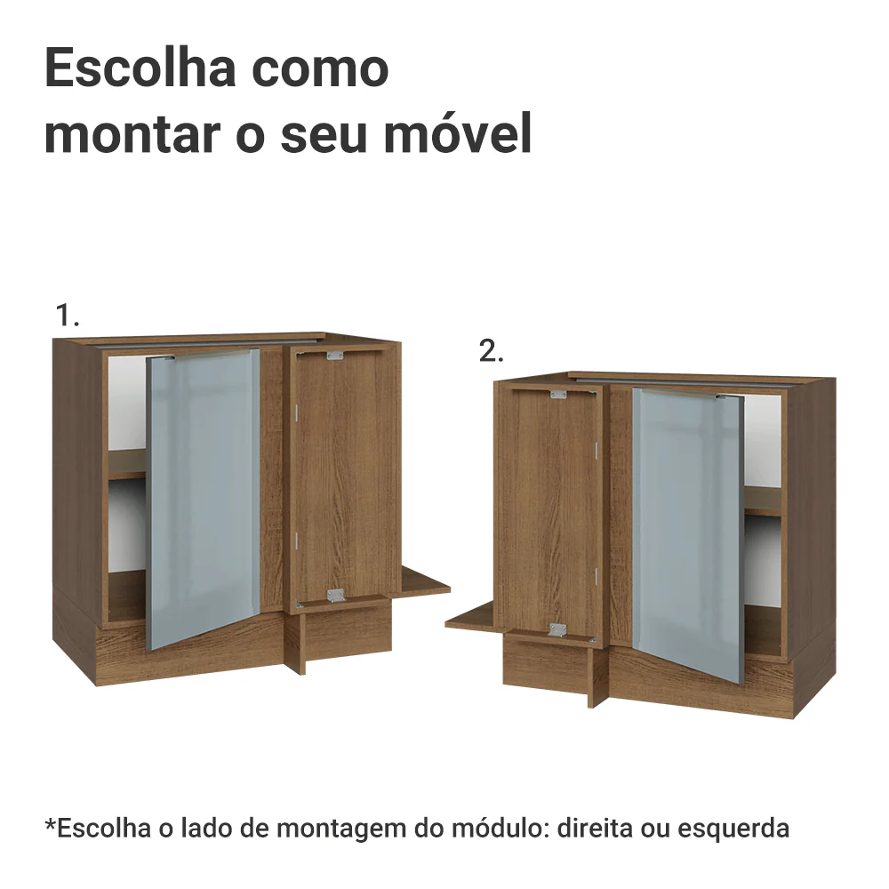 Balcão de Canto 1 Porta (Sem Tampo) Rustic/Cinza Lux Madesa - Image 4
