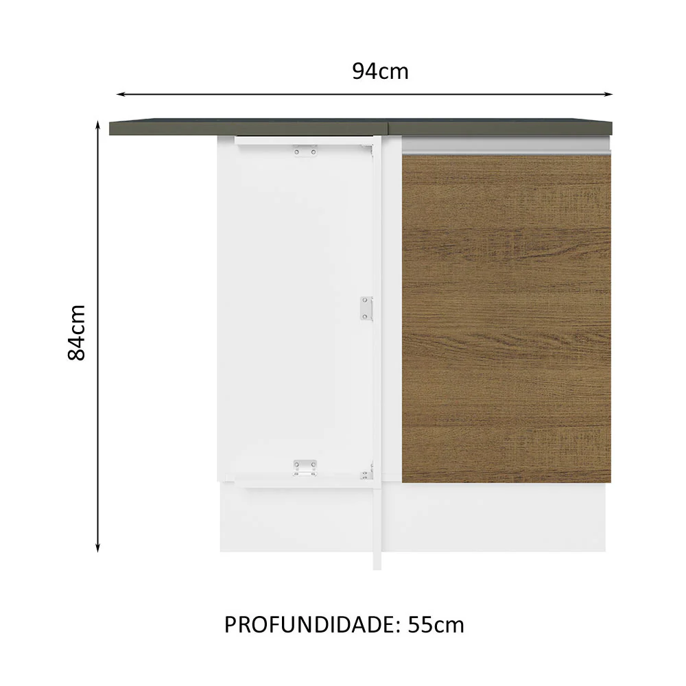 Balcão de Canto Madesa Acordes 100% MDF 1 Porta Branco/Rustic - Image 2
