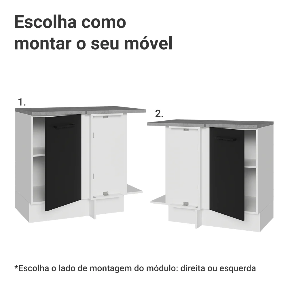 Balcão de Canto Madesa Agata 1 Porta Branco/Preto - Image 4