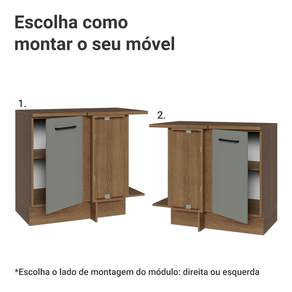 Balcão de Canto Madesa Agata 1 Porta Rustic/Cinza - Image 4