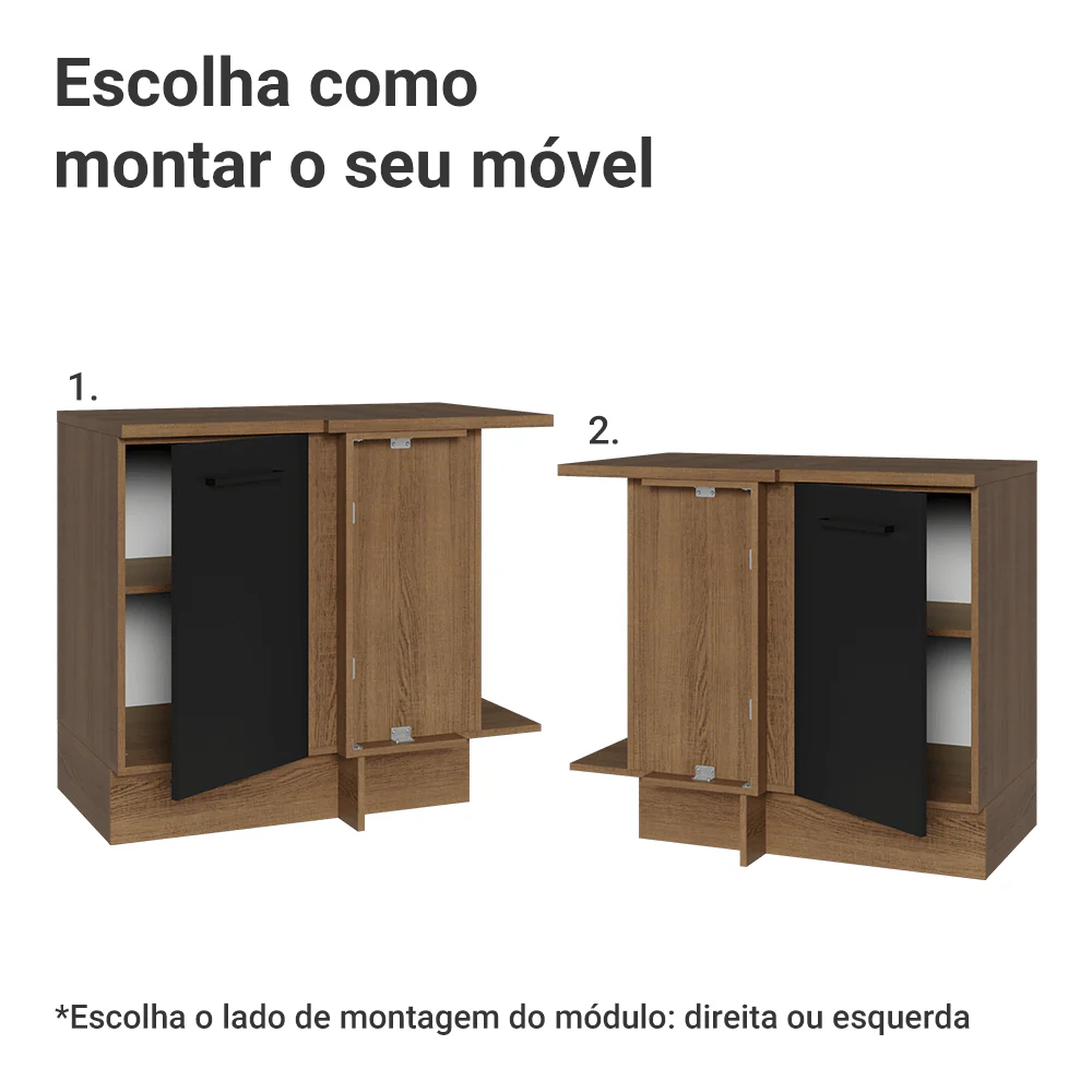 Balcão de Canto Madesa Agata 1 Porta Rustic/Preto - Image 4