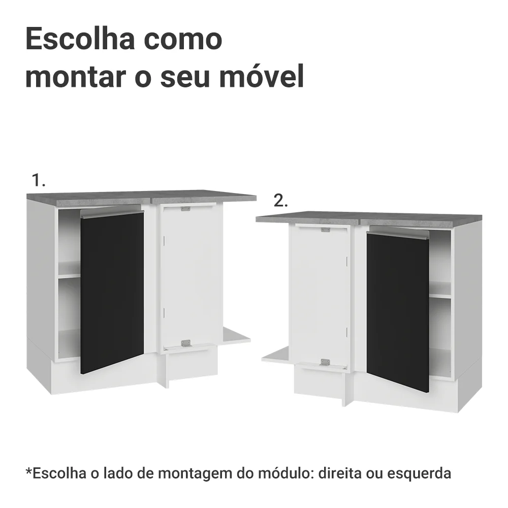 Balcão de Canto Madesa Glamy 1 Porta Branco/Preto - Image 4