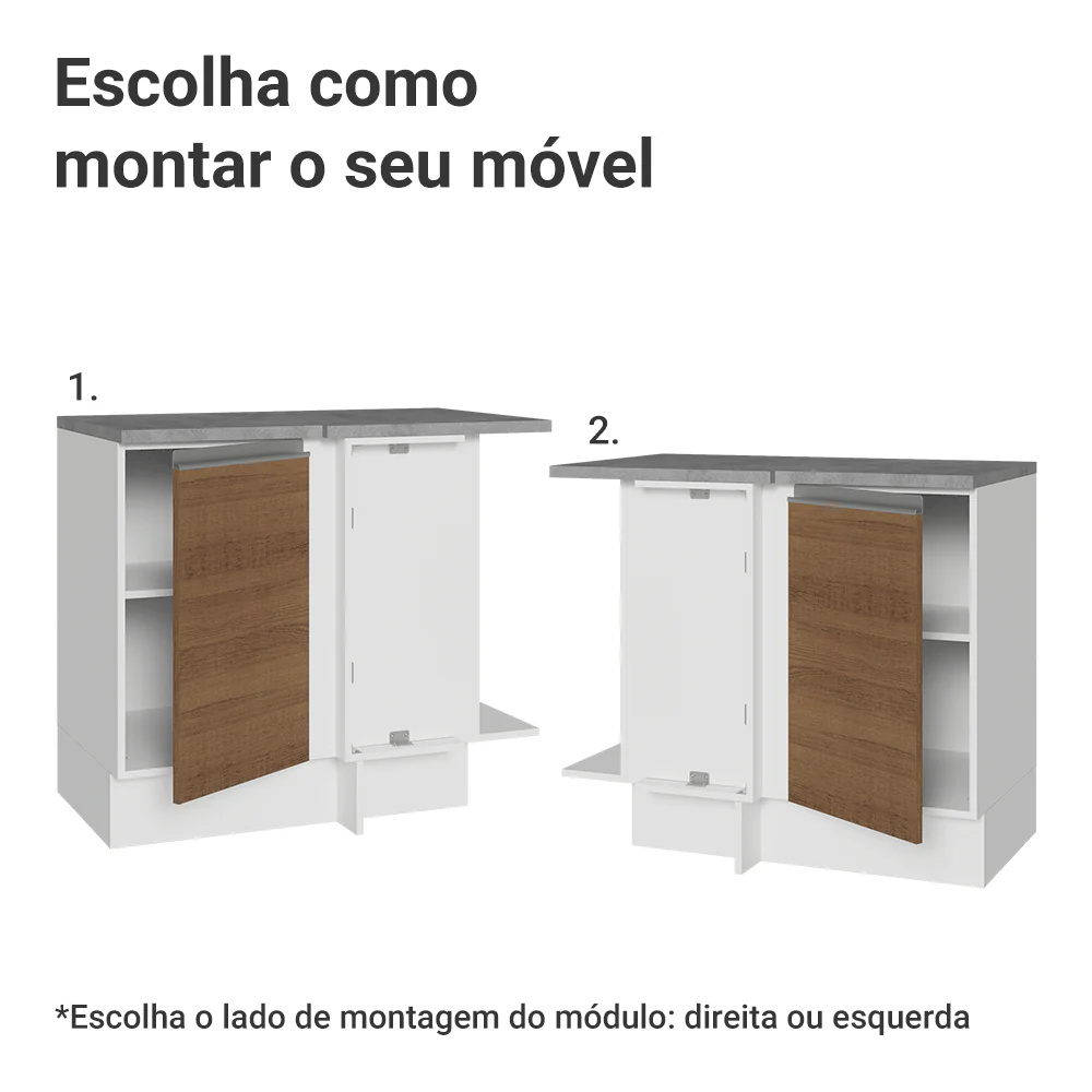 Balcão de Canto Madesa Glamy 1 Porta Branco/Rustic - Image 4