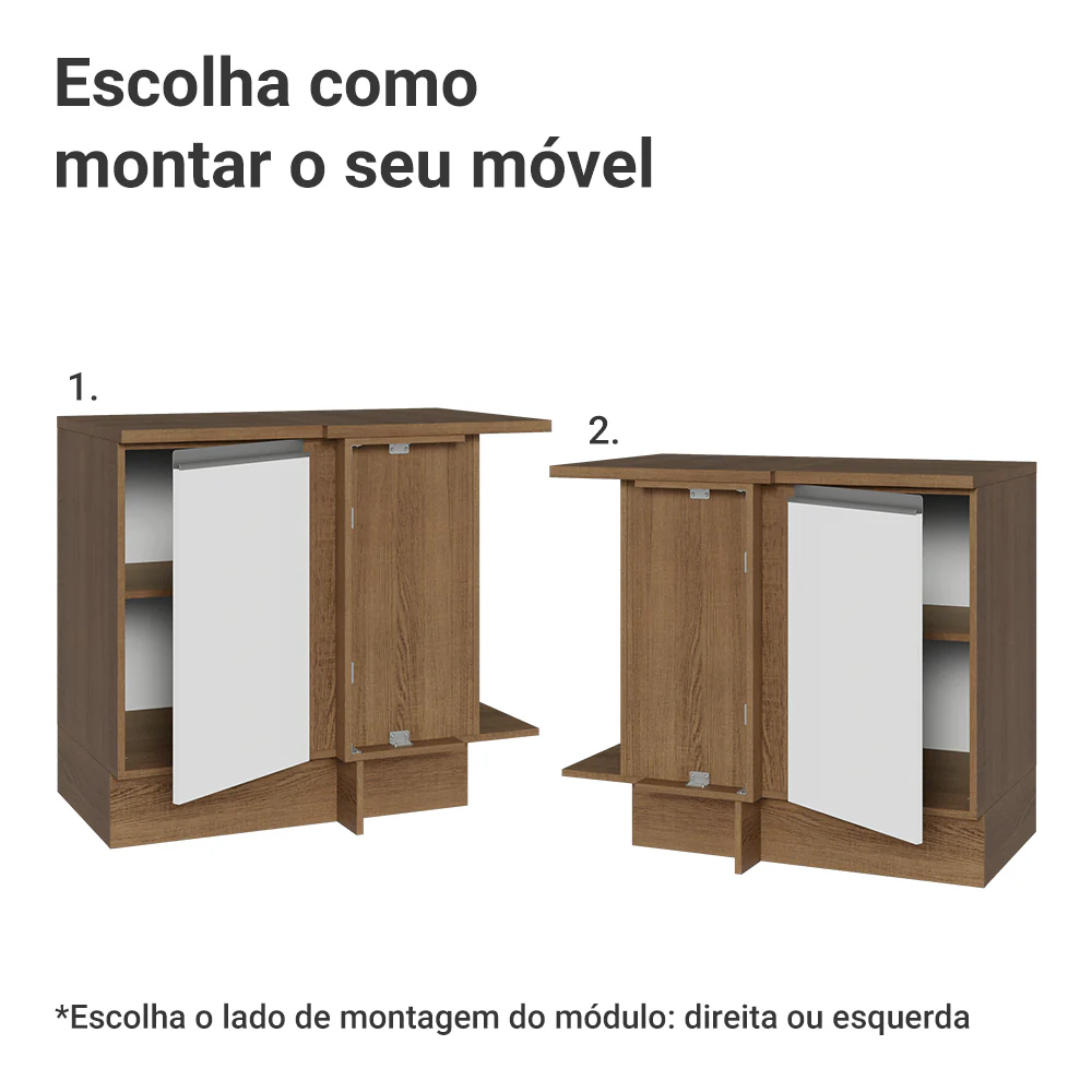 Balcão de Canto Madesa Glamy 1 Porta Rustic/Branco - Image 4