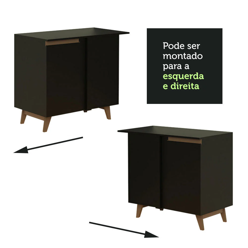 Balcão de Canto Madesa Reims 1 Porta Preto - Image 7