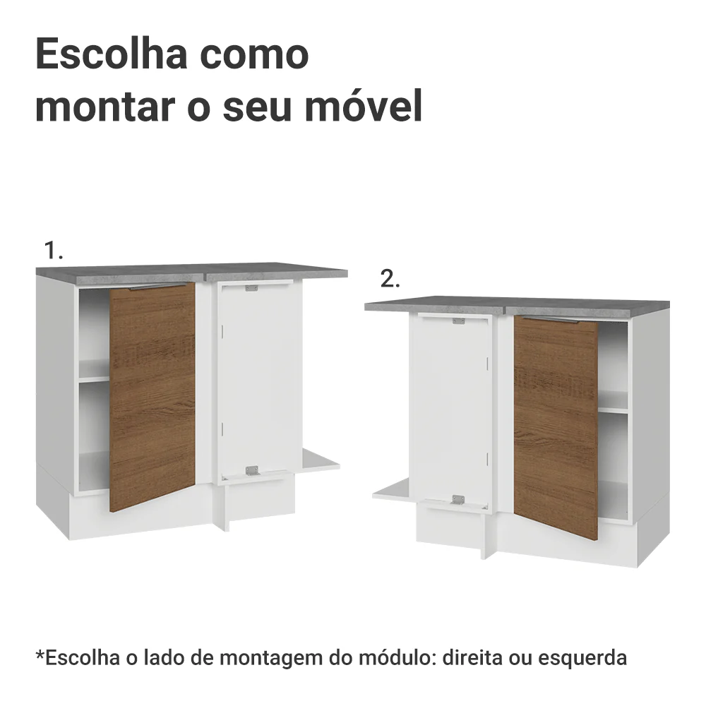 Balcão de Canto Madesa Stella 1 Porta Branco/Rustic - Image 4