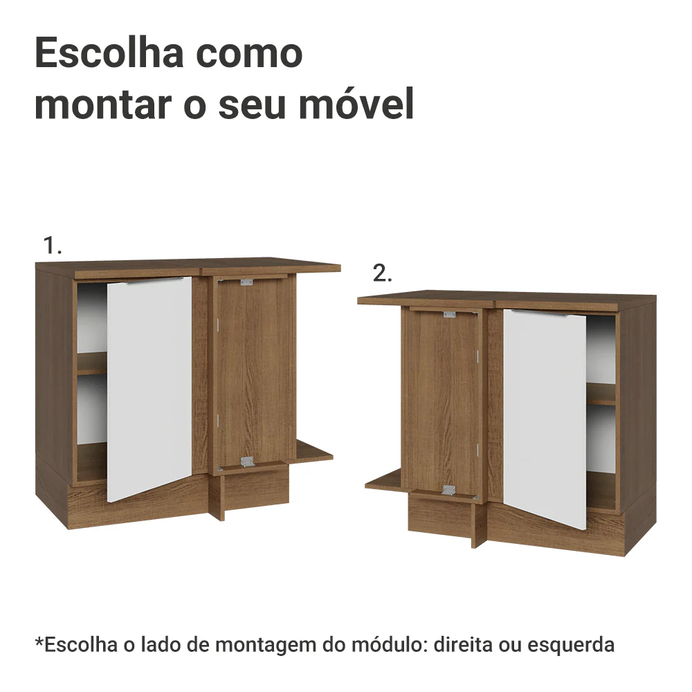 Balcão de Canto Madesa Stella 1 Porta Rustic/Branco - Image 4