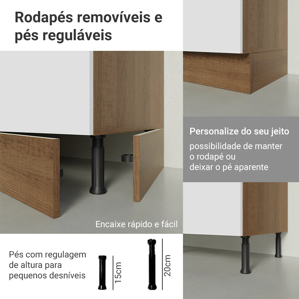 Balcão de Canto Madesa Stella 1 Porta Rustic/Branco - Image 7