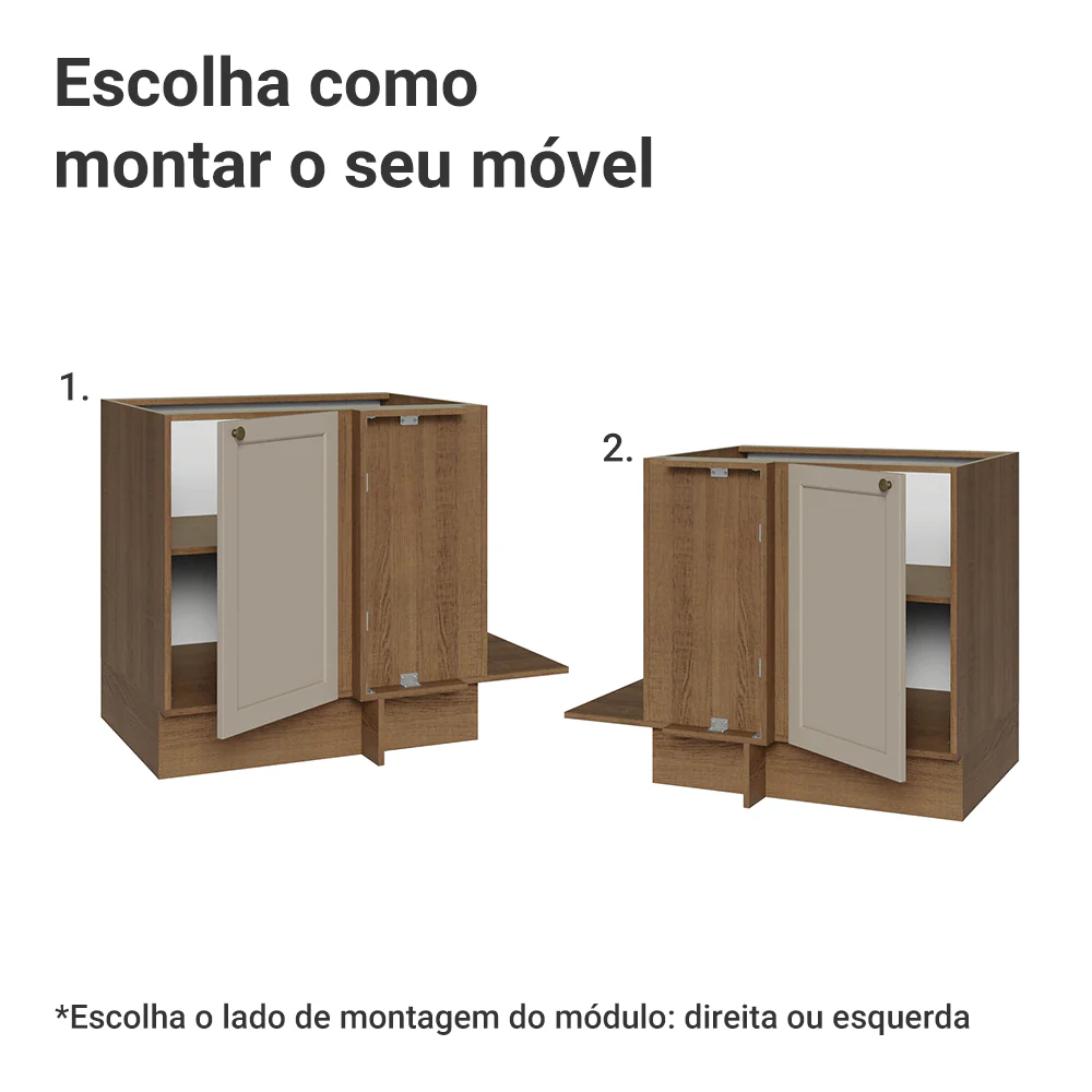 Balcão de Canto para Linha de 60 cm Profundidade (Sem Tampo) Rustic/Crema Vik Madesa - Image 4