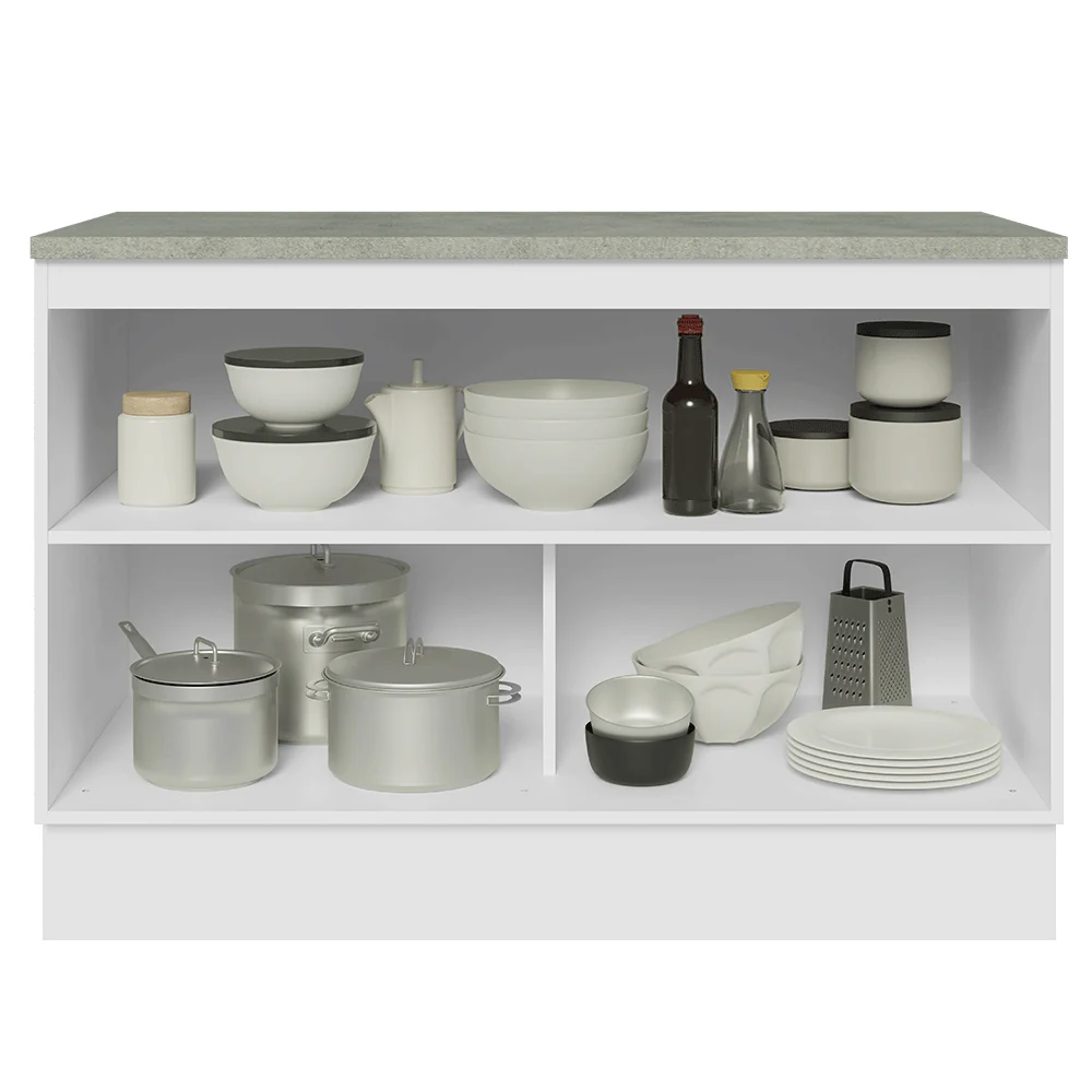 Balcão de Cozinha 120 cm 2 Portas Branco/Preto Lux Madesa - Image 4
