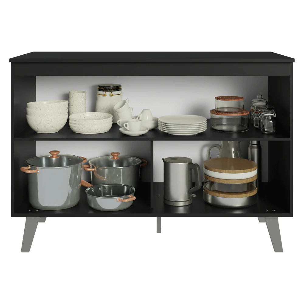 Balcão de Cozinha 120 cm 2 Portas Com Pés Preto Nice Madesa - Image 4