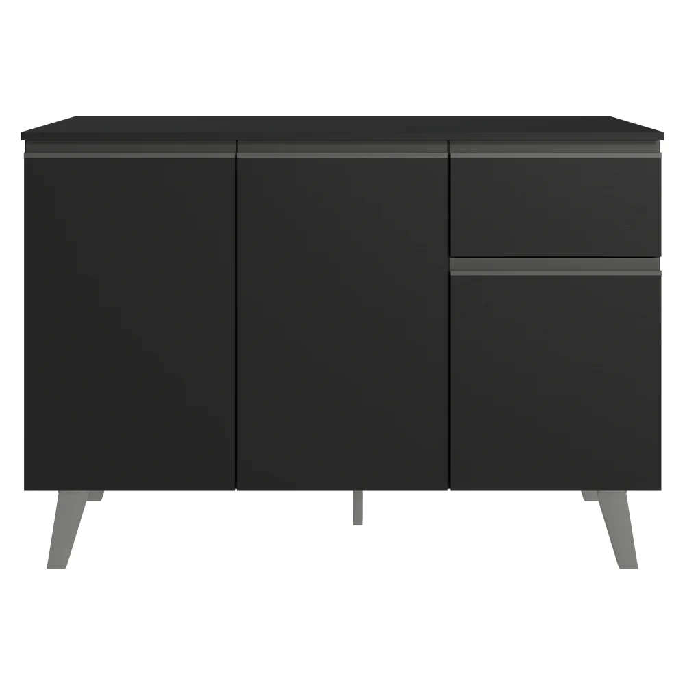 Balcão de Cozinha 120 cm 3 Portas 1 Gaveta Com Pés Preto Nice Madesa - Image 12