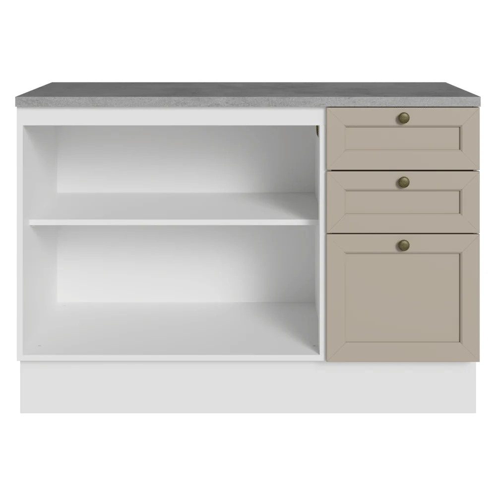 Balcão de Cozinha 120 x 60 cm 2 Portas 3 Gavetas (Com Tampo) Branco/Crema Vik Madesa - Image 12