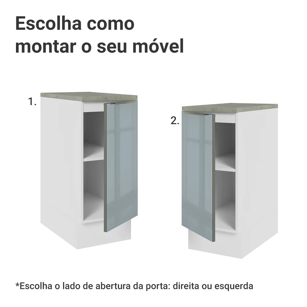 Balcão de Cozinha 35 cm 1 Porta Branco/Cinza Lux Madesa - Image 4
