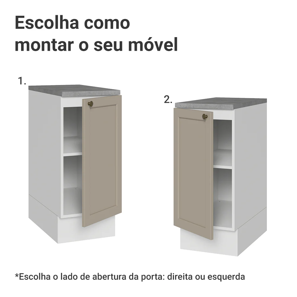Balcão de Cozinha 35 cm 1 Porta Branco/Crema Vik Madesa - Image 4