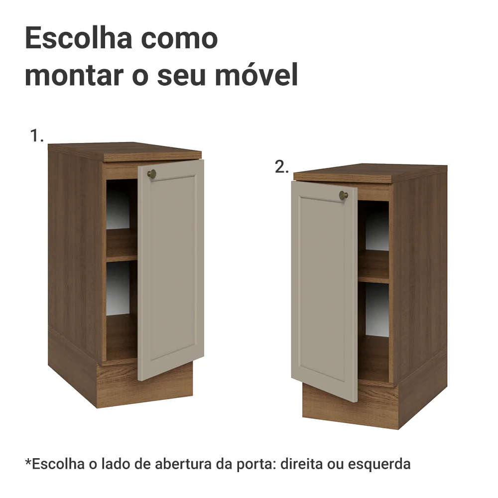 Balcão de Cozinha 35 cm 1 Porta Rustic/Crema Vik Madesa - Image 4