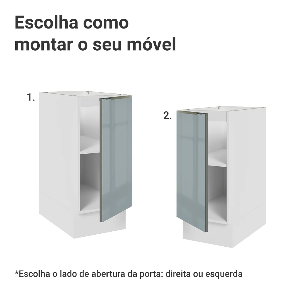 Balcão de Cozinha 35 cm 1 Porta (Sem Tampo) Branco/Cinza Lux Madesa - Image 4