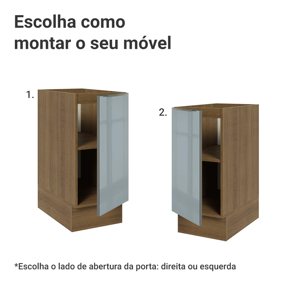 Balcão de Cozinha 35 cm 1 Porta (Sem Tampo) Rustic/Cinza Lux Madesa - Image 4