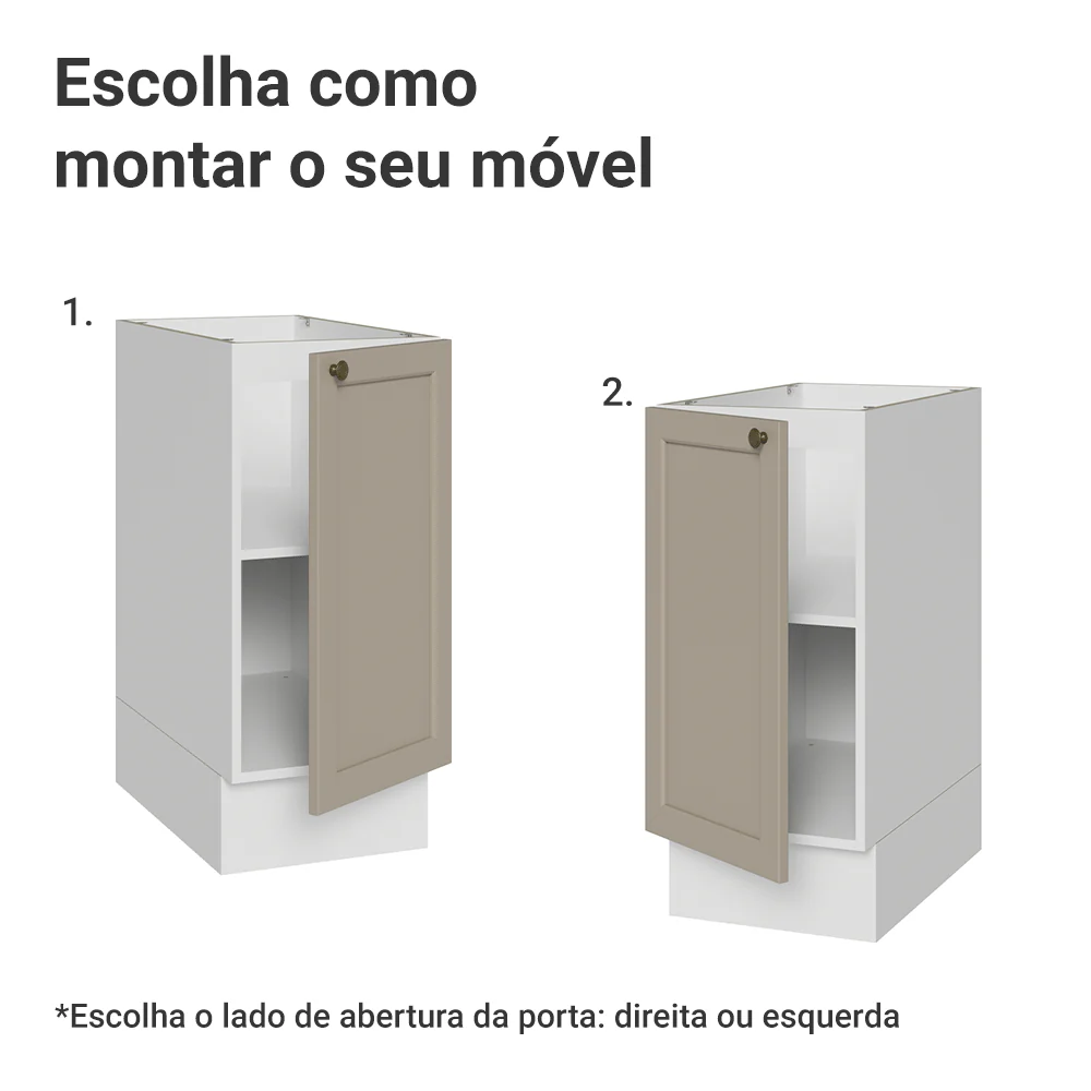 Balcão de Cozinha 35 x 60 cm 1 Porta (Sem Tampo) Branco/Crema Vik Madesa - Image 4