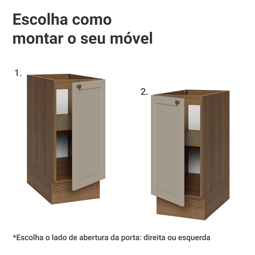 Balcão de Cozinha 35 x 60 cm 1 Porta (Sem Tampo) Rustic/Crema Vik Madesa - Image 4