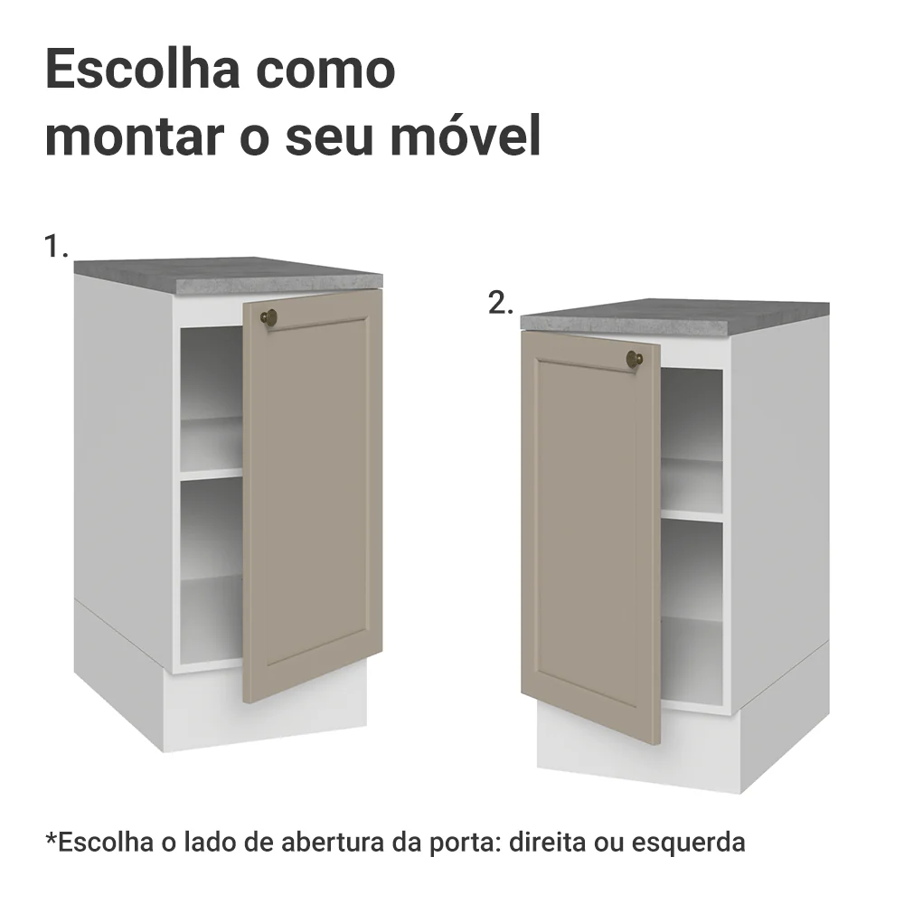 Balcão de Cozinha 40 cm 1 Porta Branco/Crema Vik Madesa - Image 4
