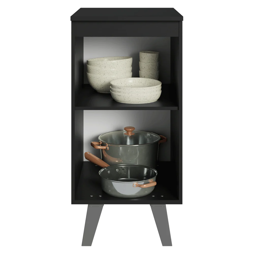 Balcão de Cozinha 40 cm 1 Porta Com Pés Preto Nice Madesa - Image 11